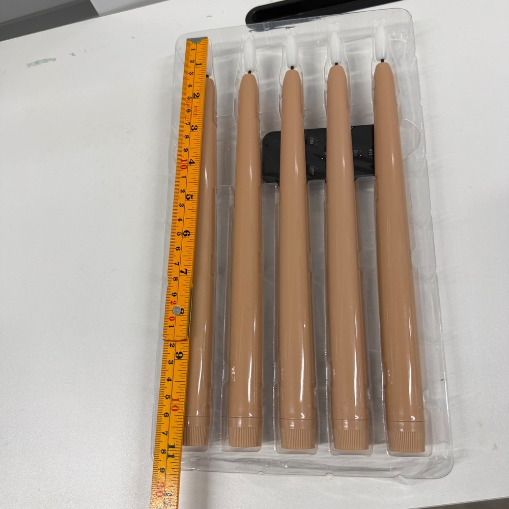 Enchanted Spaces LED Flameless Taper Candles Set of 5 Tan with Remote Control - Picture 5 of 8